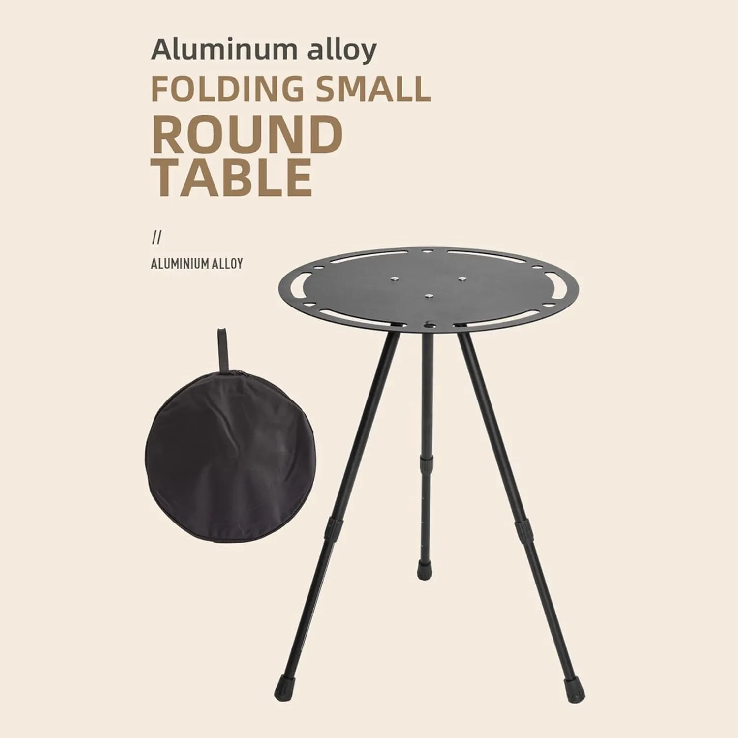 Portable Outdoor Side Table Aluminum Alloy Folding Round Table Lightweight Camping Table for Picnic Camp Coffee Travel