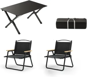 Portable Picnic Table Set Pack of 3 Lightweight Aluminum Roll up Camping Table Foldable and Portable for Indoor and Outdoor Use