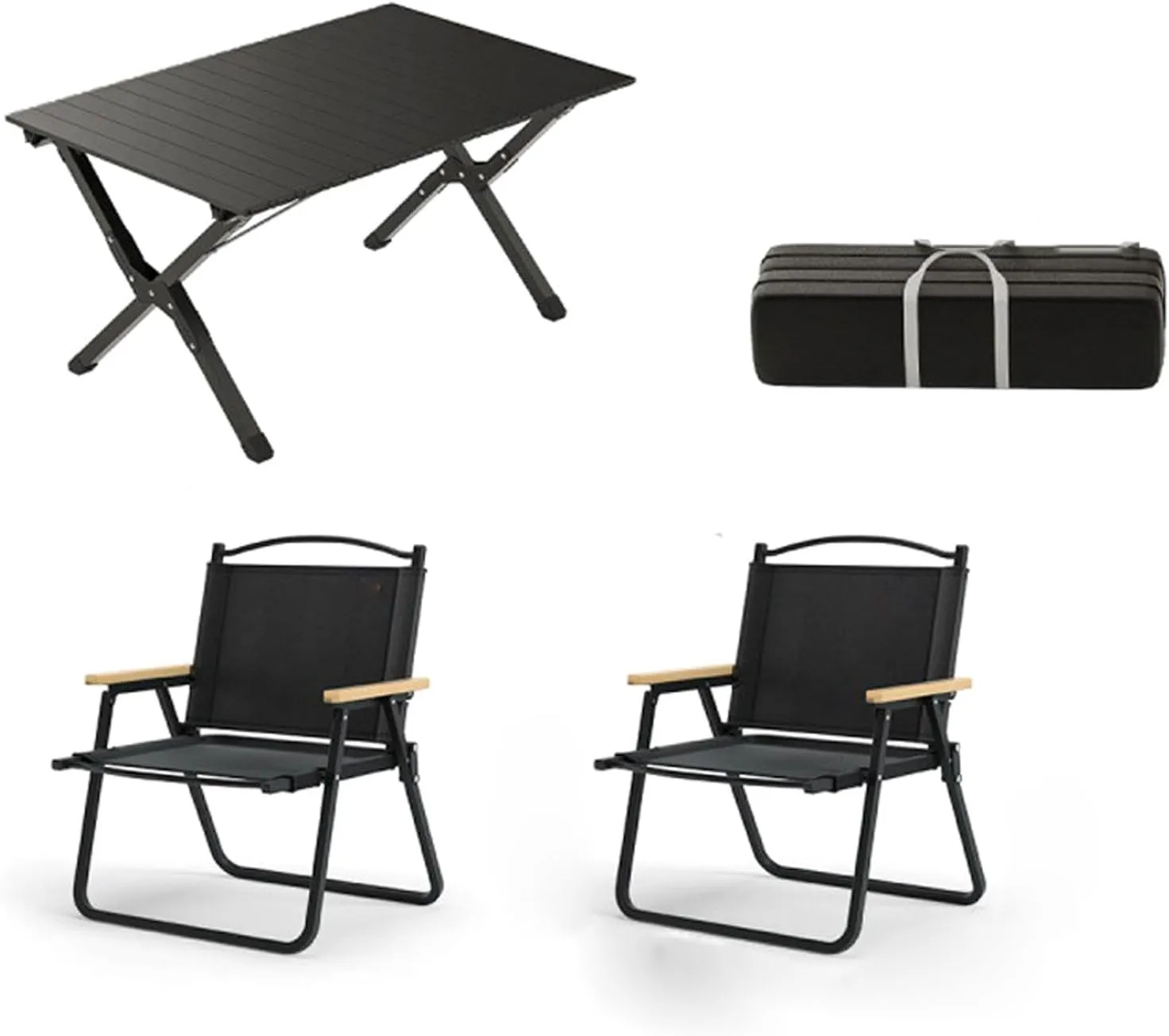 Portable Picnic Table Set Pack of 3 Lightweight Aluminum Roll up Camping Table Foldable and Portable for Indoor and Outdoor Use