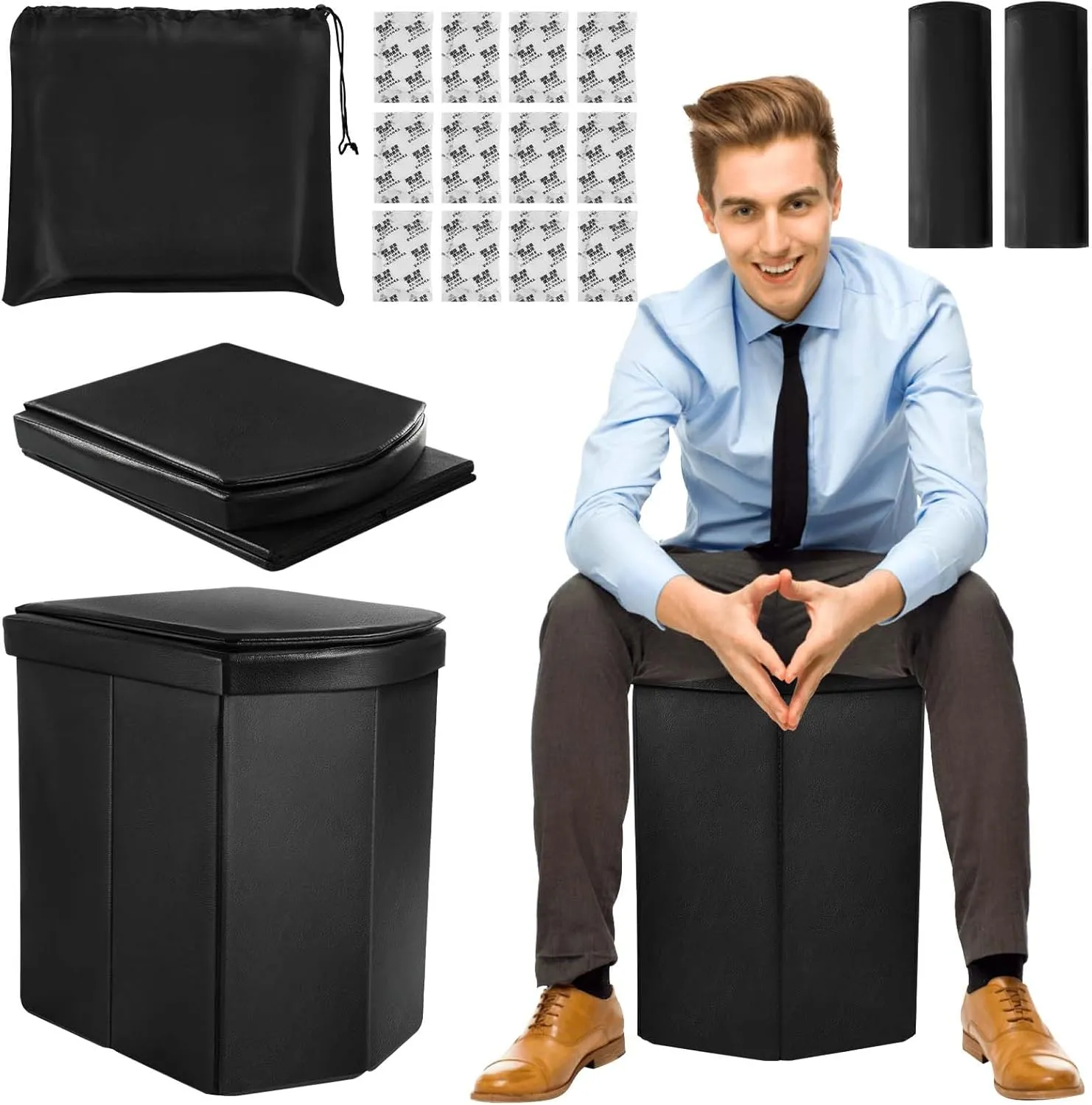 Portable Toilet for Adults, 16.5" XL Portable Toilet for Camping, Camping Toilet with Lid,Camp Toilet with Handbag,Portable Potty For Indoor, Outdoor, And Emergency Use