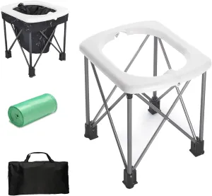 Portable Toilet for Camping, XL Porta Potty Seat with Lid, Compact, Foldable & Durable for Outdoor & Hiking, Supports Up to 350 lbs