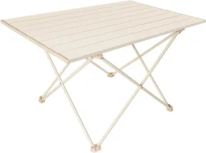 Portable Ultralight Aluminum Outdoor Folding Table,Compact Beach Picnic Camping Table with Carry Bag Roll-up Table for Outdoor Cooking,A,56x40x41cm