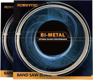 POWERTEC 64-1/2 Inch Bi-Metal Bandsaw Blades, 1/2" x 24 TPI Non-Ferrous Metal Cutting Band Saw Blades for Wen 3970 & BA4664, Delta 20-330, Grizzly, Jet and Shop Fox Band Saw, 2pk (13420-P2)