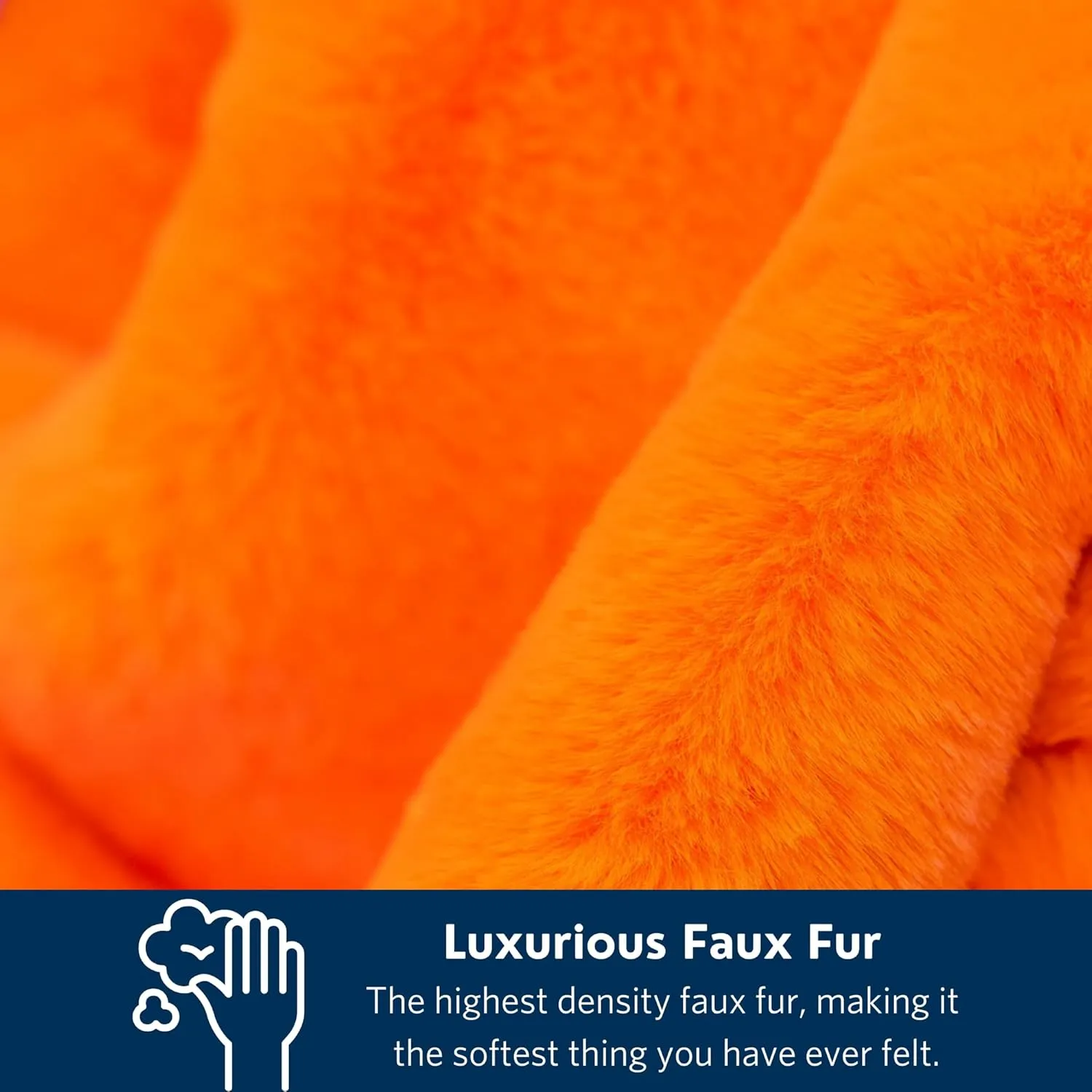 Pretty Rugged Faux Mink Luxe Customizable Long Lap Blanket, Waterproof and Reversible, Machine Washable Fuzzy Throw, Orange