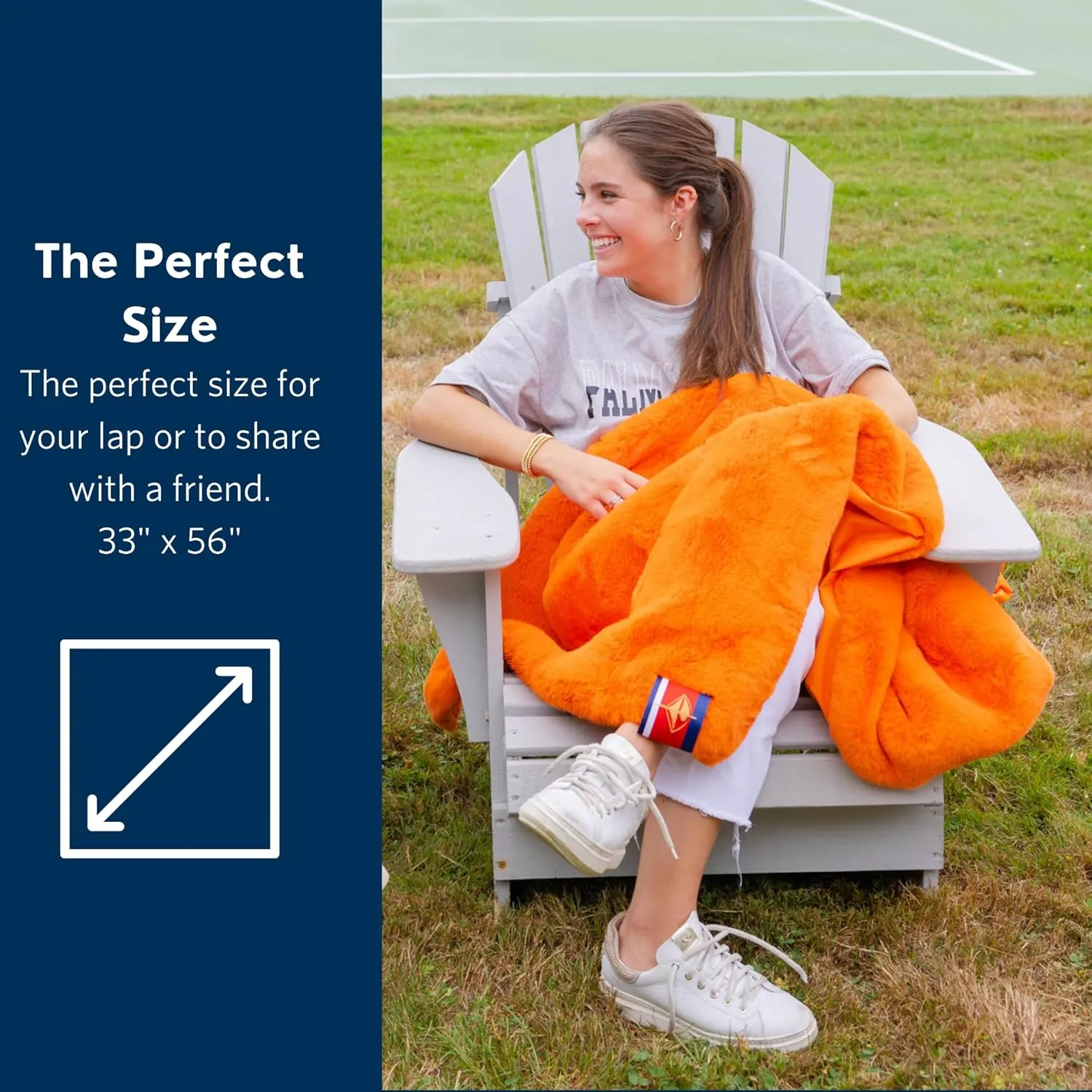 Pretty Rugged Faux Mink Luxe Customizable Long Lap Blanket, Waterproof and Reversible, Machine Washable Fuzzy Throw, Orange