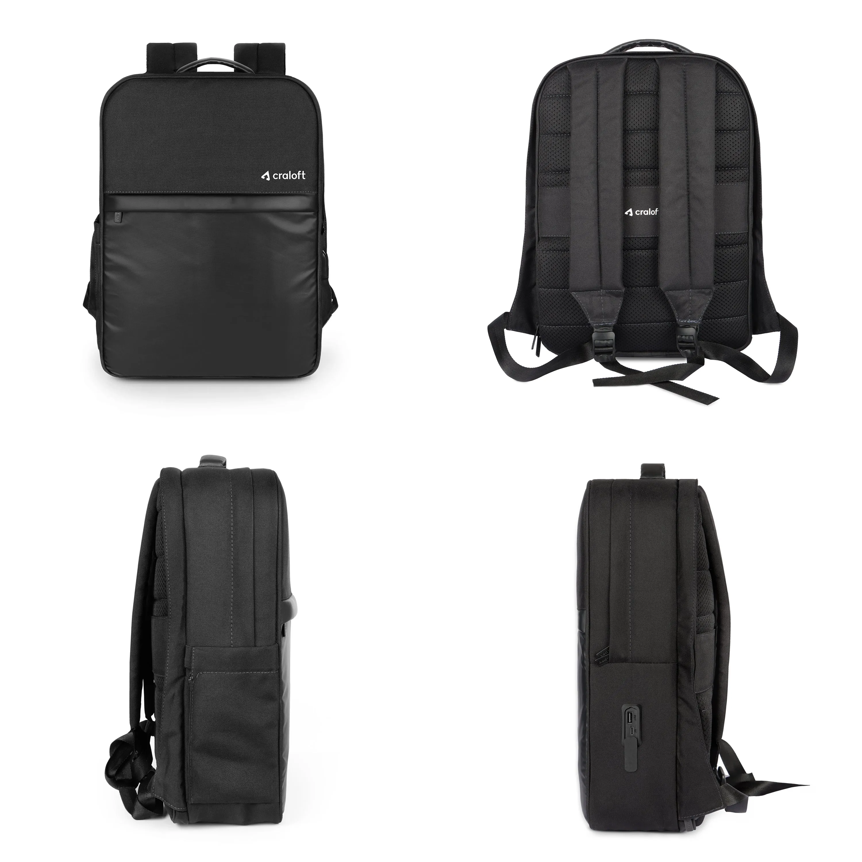 ProCarry 21L Office Laptop Backpack Bag with Raincover and USB Charging Port (CB2, Black)