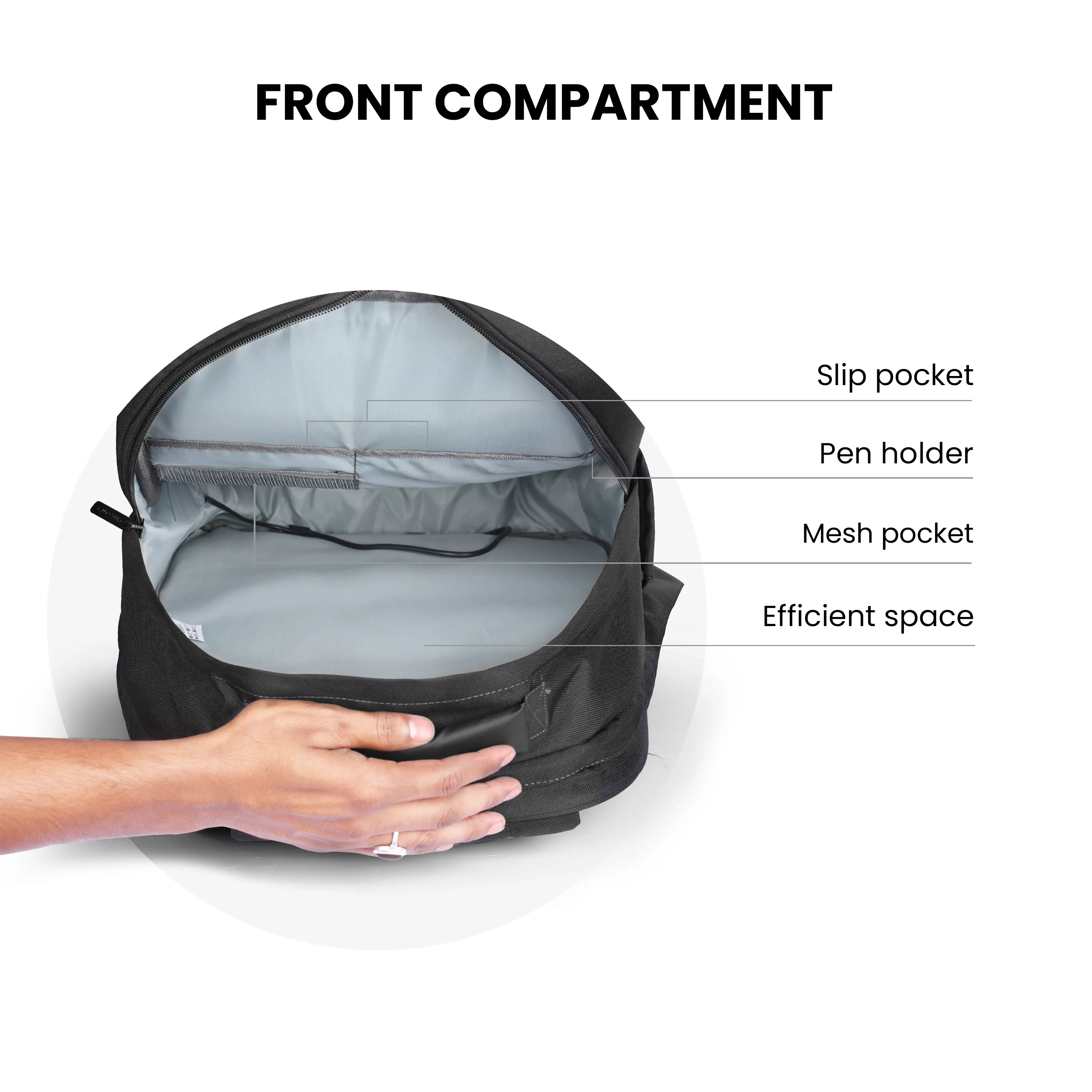 ProCarry 21L Office Laptop Backpack Bag with Raincover and USB Charging Port (CB2, Black)