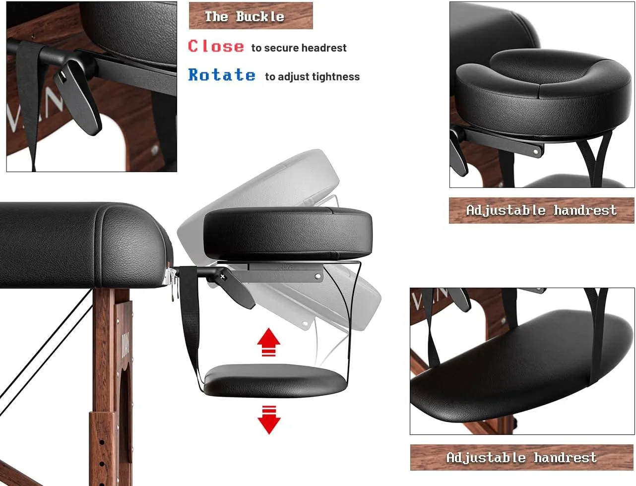 Professional Massage Table Portable 2 Fold Premium Memory Foam Reinforced Wooden Leg Hold Up to 1100LBS 9 Heights Adjustable with Carrying Bag