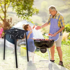 Propane Burners for Outdoor Cooking, Camping Stove Powerful Firepower Solid Structure, Single Burner Propane Stove with Regulator Detachable Legs（ The Tank and Gas Not Included） (Black)
