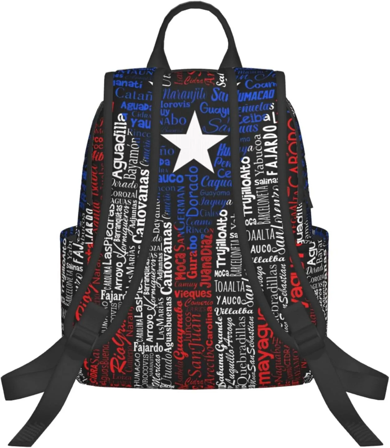 Puerto Rico Towns Flag Travel Backpacks Casual Laptop Backpack Sport Rucksack Large Capacity Daypack Multi-Pockets Adjustable Strap Bag for Working Hiking