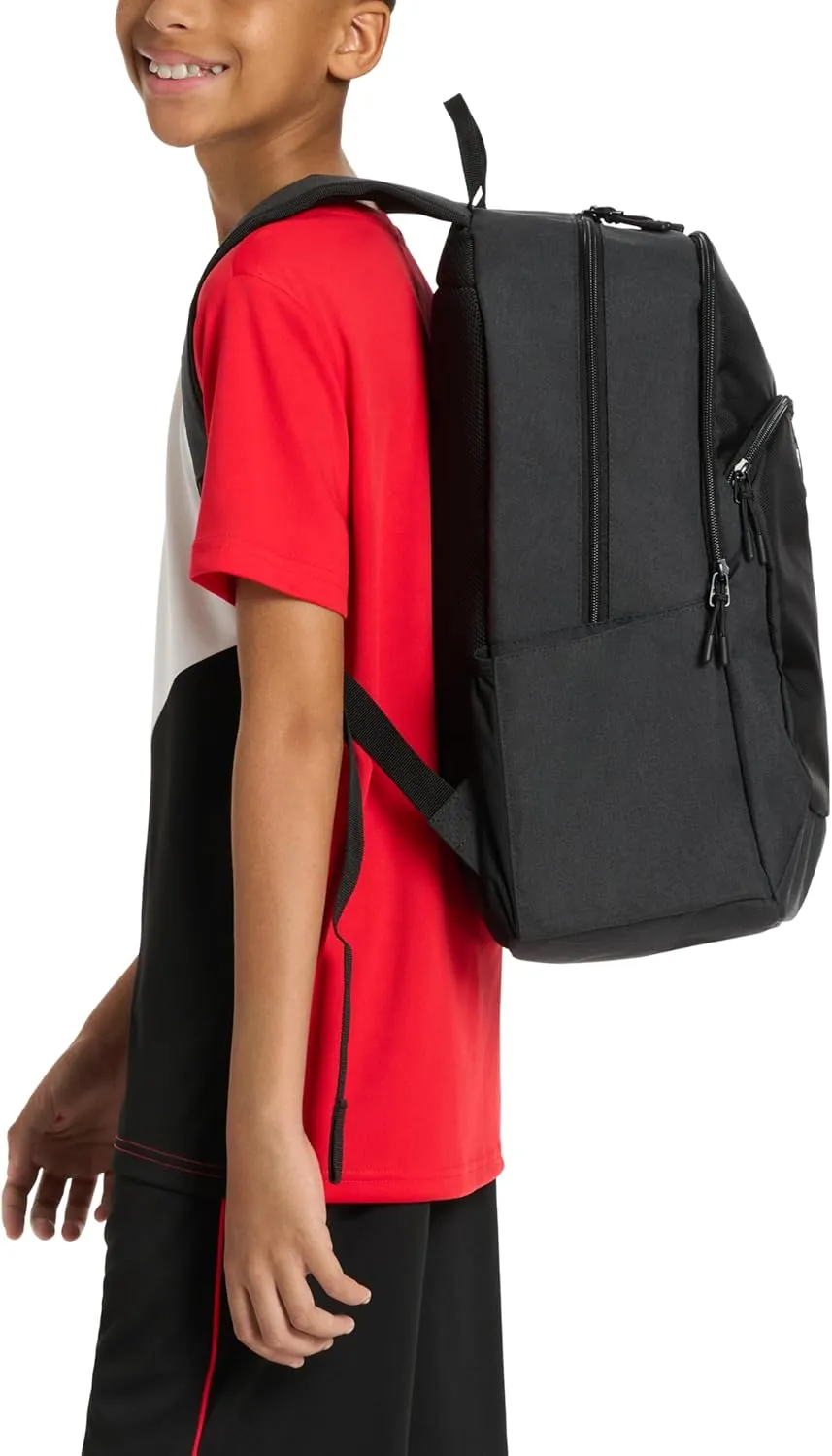 PUMA Unisex Kid's Rally Backpack, Black/Granite Heather, Large