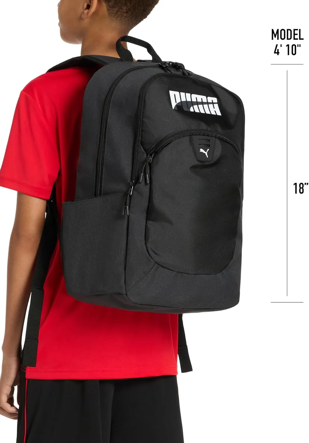 PUMA Unisex Kid's Rally Backpack, Black/Granite Heather, Large