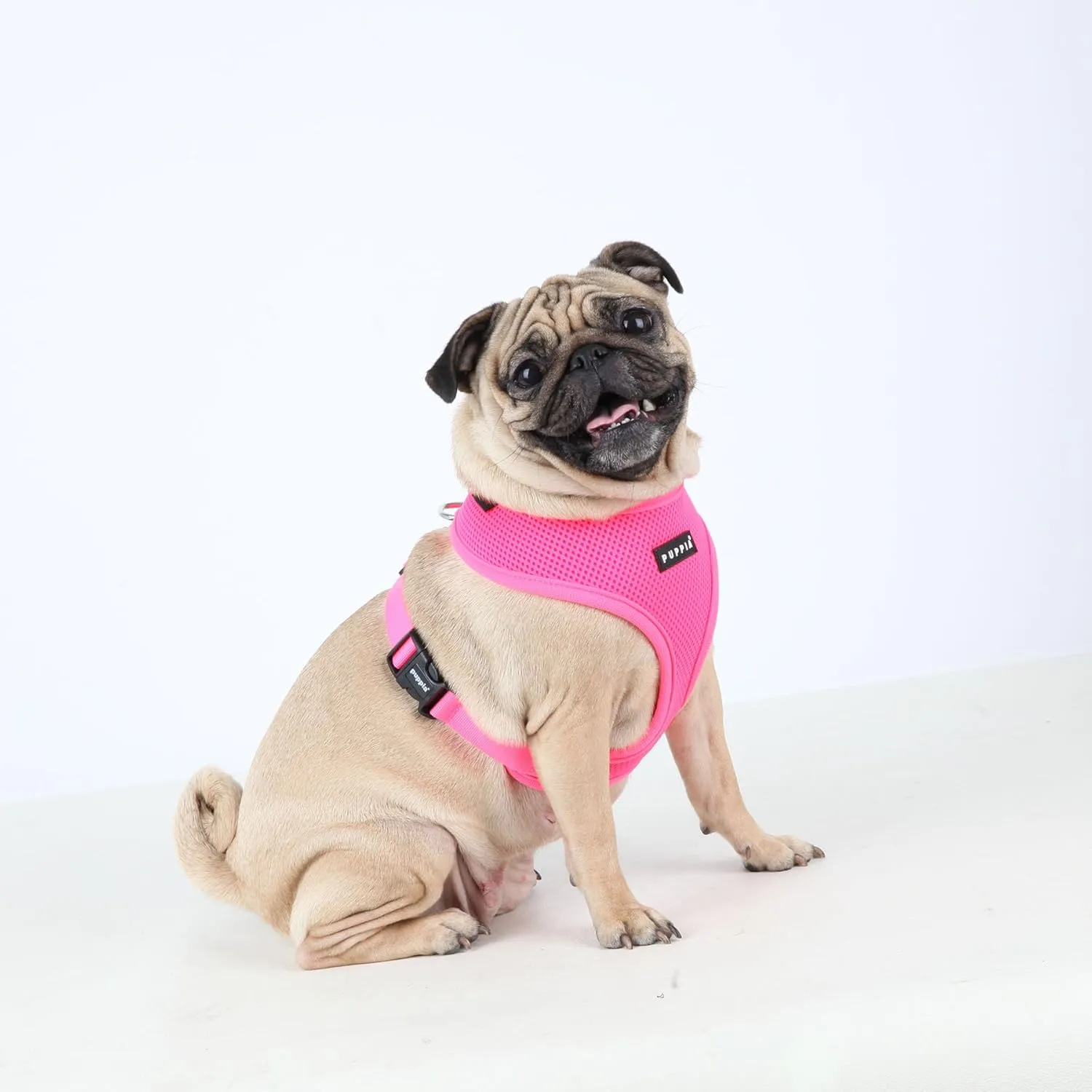 Puppia Soft Harness A - M Over-The-Head Soft Mesh Harness Neon Pink