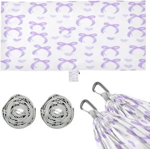 Purple Bow Love Camping Hammock, Single Portable Hammocks with Tree Straps & Attached Carry Bag, 330Lbs Capacity Perfect for Outside Indoor Hiking Beach Backpack Travel