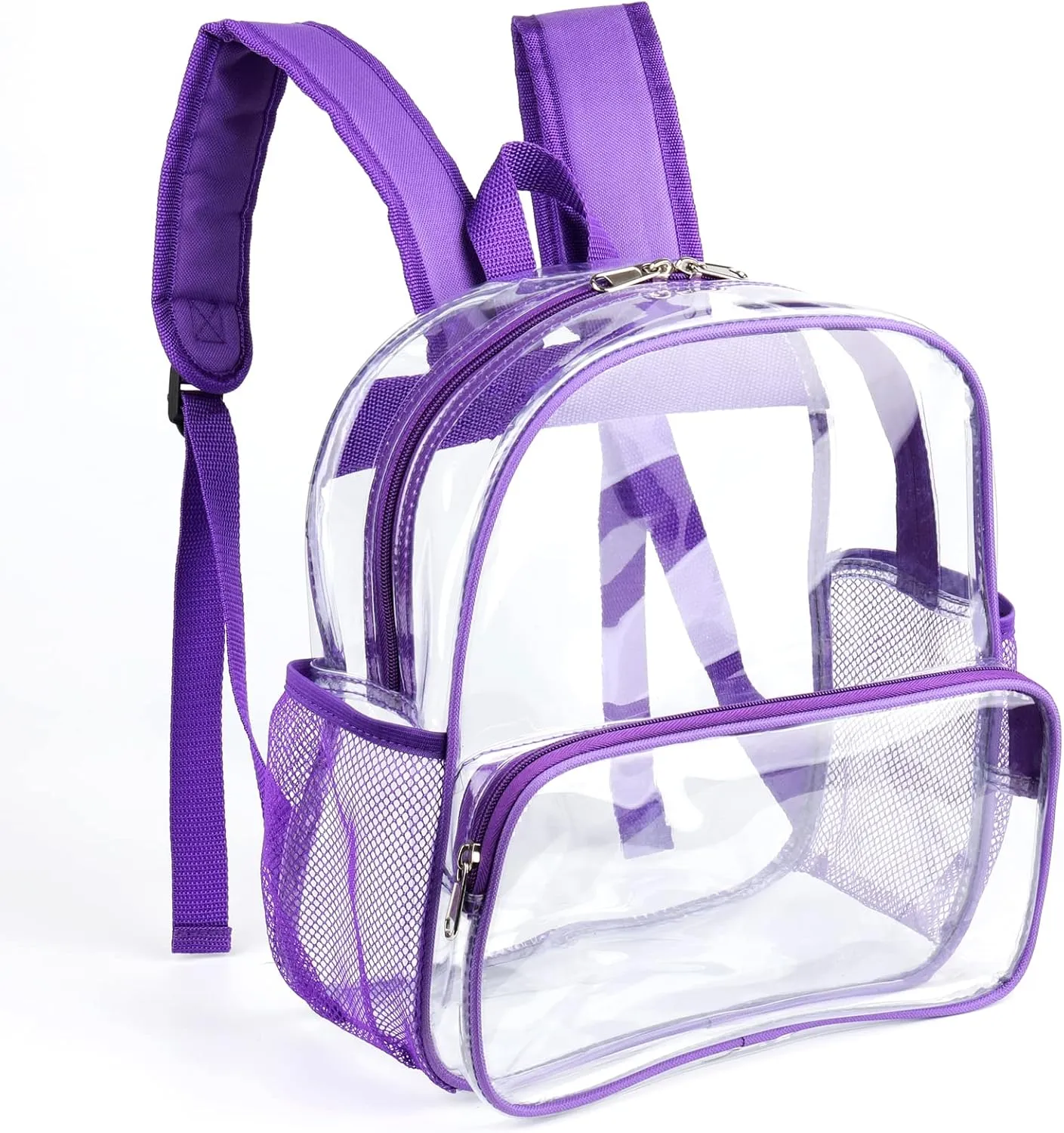 Purple Clear Stadium Backpack 12x6x12 for Women Girls,Mini Clear Bag Stadium Approved for Sporting Events Games Festival Music Concerts
