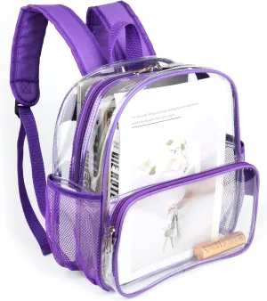 Purple Clear Stadium Backpack 12x6x12 for Women Girls,Mini Clear Bag Stadium Approved for Sporting Events Games Festival Music Concerts