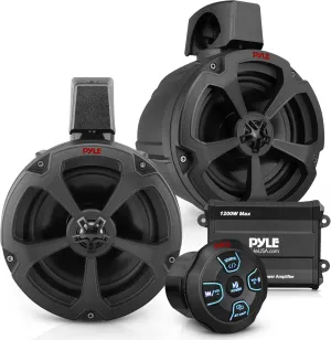 Pyle 6.5'' Water-Resistant Marine Off-Road Speakers - 1200 Watt Amplifier   Wireless BT Audio Controller- Marine, ATV, UTV, 4x4, Jeep, Wired RCA, for Boat Stereo Speaker & Other Watercraft