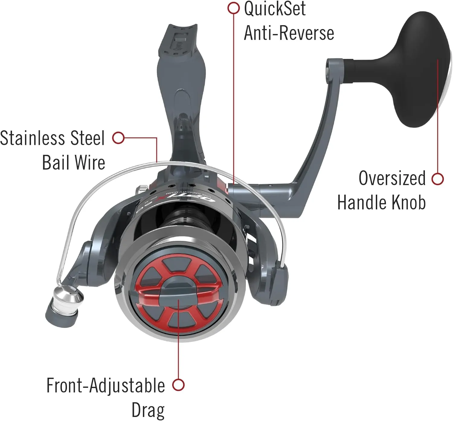 Quantum Optix Spinning Fishing Reel, 4 Bearings (3   Clutch), Anti-Reverse with Smooth, Precisely-Aligned Gears, Clam Packaging