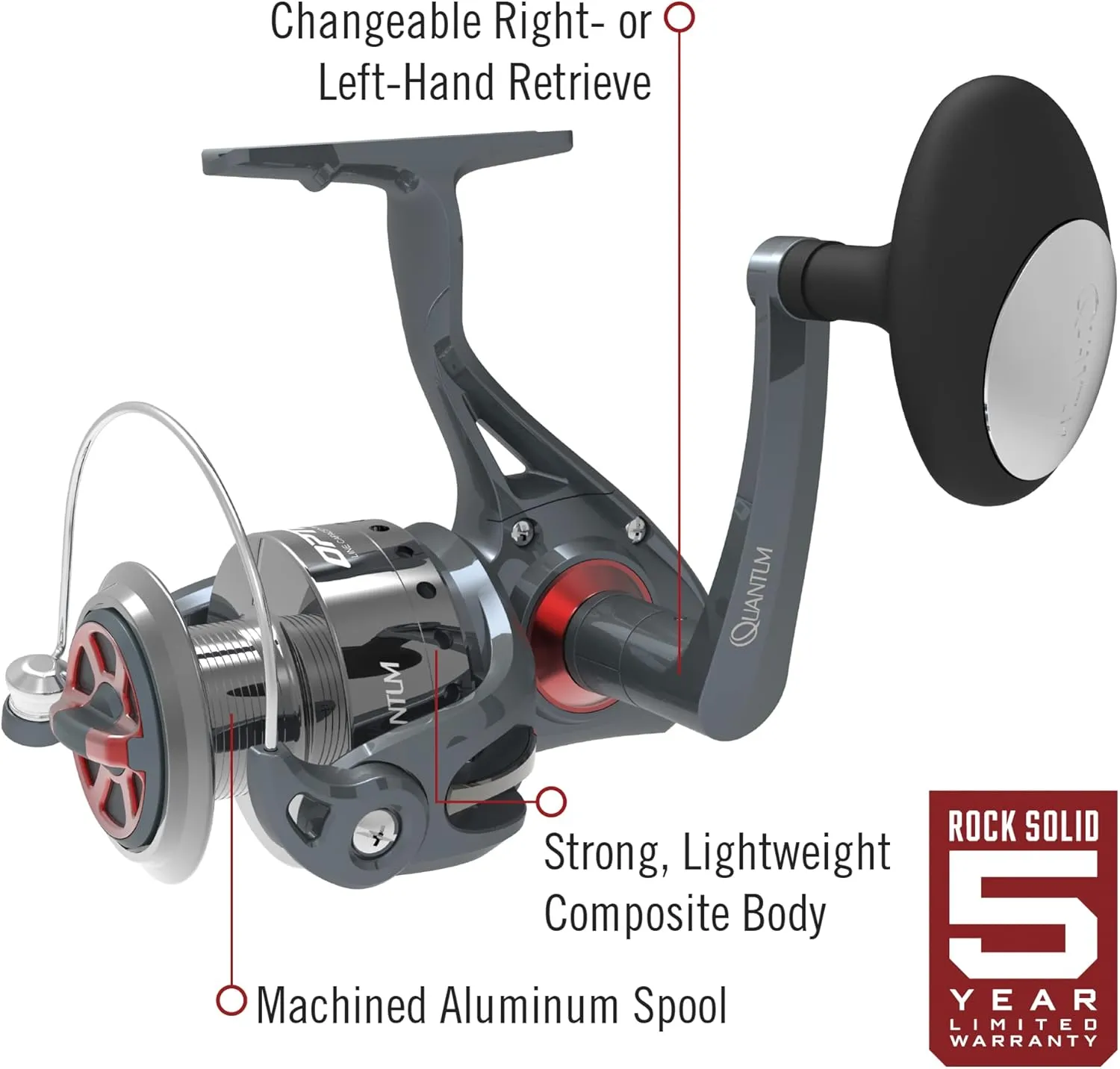 Quantum Optix Spinning Fishing Reel, 4 Bearings (3   Clutch), Anti-Reverse with Smooth, Precisely-Aligned Gears, Clam Packaging