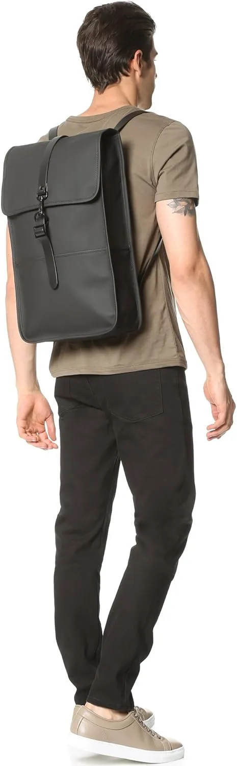 RAINS Backpack for Women and Men - Fits 15" Laptop - Water Resistant Rucksack - (Black, One Size)