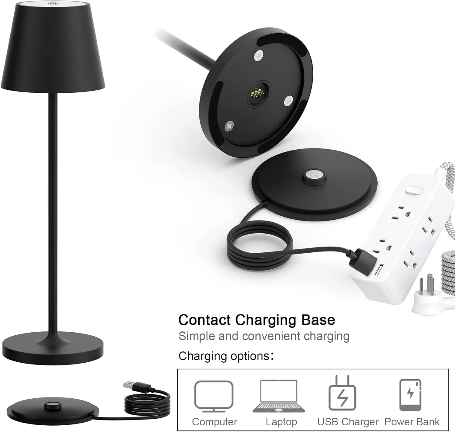 Ralaby IP54 Cordless Table Lamps Portable Rechargeable Battery Operated Lamp, Modern Aluminum Dimmable Indoor/Outdoor Cordless Lamp,Desk Lamp for/Restaurant/Bar/Cafe/Bedroom (2 Pack,Black,4800mAh)