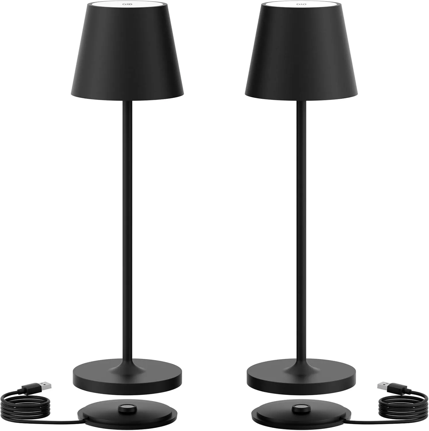 Ralaby IP54 Cordless Table Lamps Portable Rechargeable Battery Operated Lamp, Modern Aluminum Dimmable Indoor/Outdoor Cordless Lamp,Desk Lamp for/Restaurant/Bar/Cafe/Bedroom (2 Pack,Black,4800mAh)