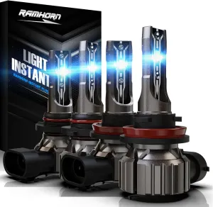 RAMHORN 9005 H11 Light Bulbs Combo, HB3 H8 H9 Instant Plug-In Wireless Light Bulbs,300% Brightness Upgraded 6500K Super Bright Fog Light, Pack of 4
