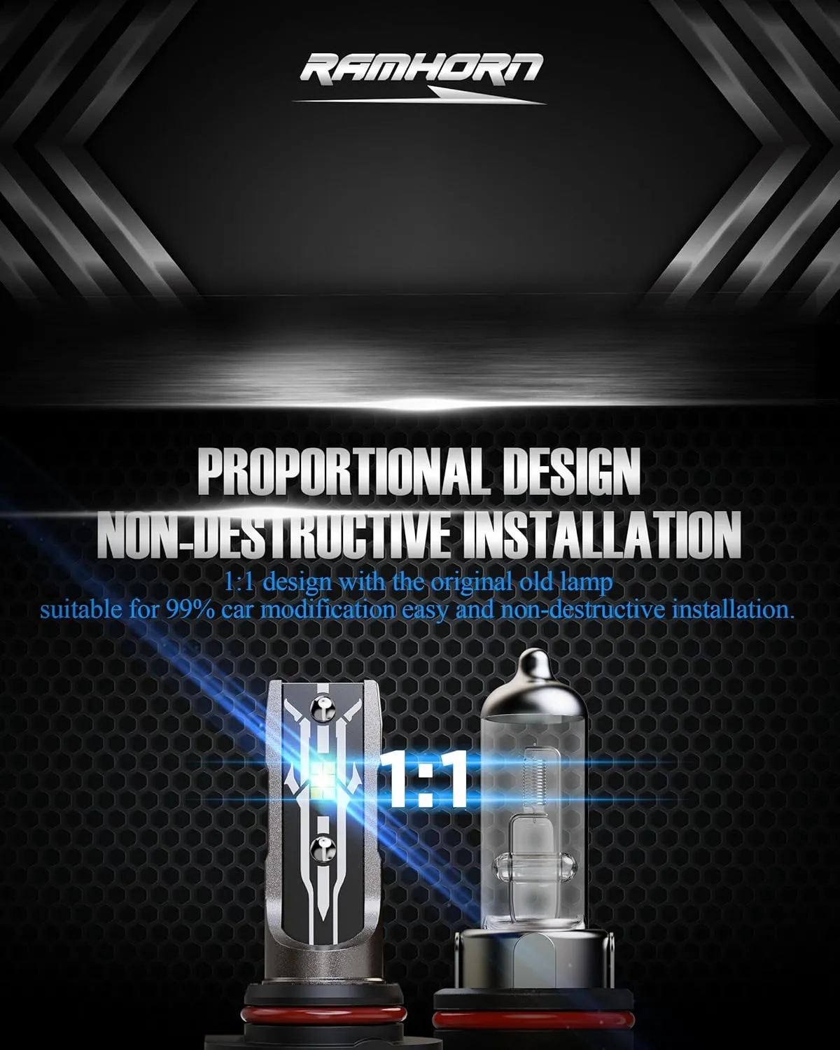 RAMHORN 9005 H11 Light Bulbs Combo, HB3 H8 H9 Instant Plug-In Wireless Light Bulbs,300% Brightness Upgraded 6500K Super Bright Fog Light, Pack of 4