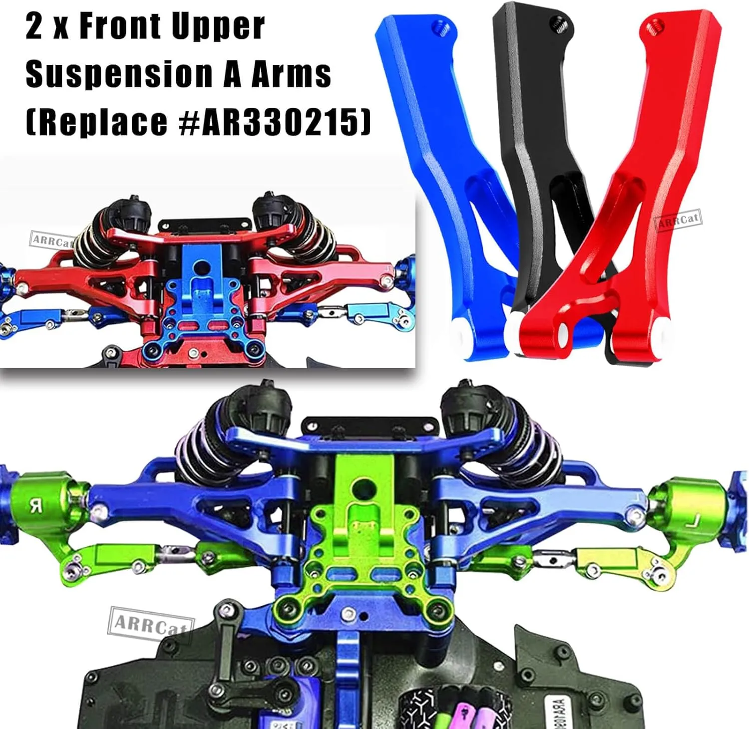 RC Upgrades Part A Arms for 1/7 Arrma Felony 6S BLX,Limitless 6S BLX Infraction 6S BLX,1/8 Arrma Typhon 6S,6pcs Aluminum Front & Rear Suspension A Arms Set,Black
