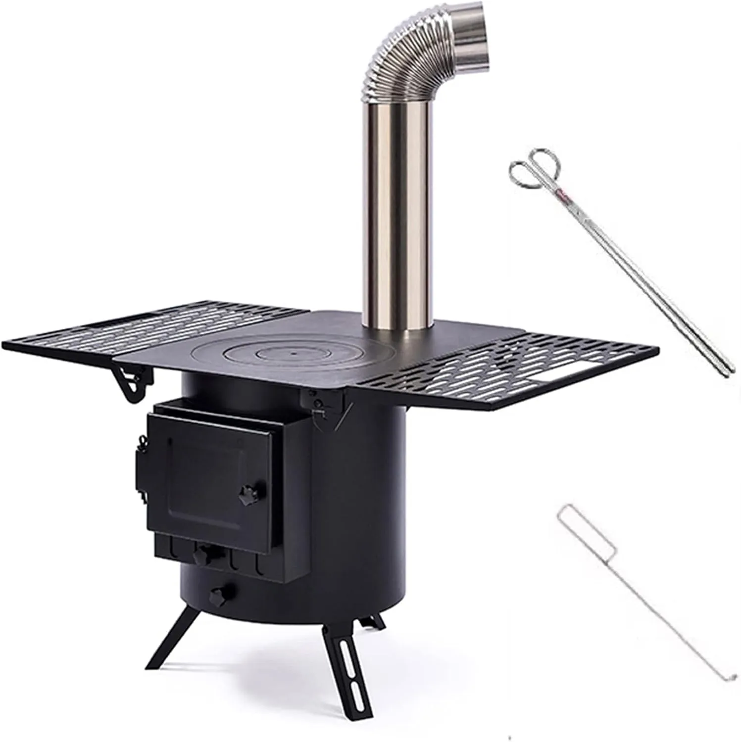 Rectangle Wood Stove Portable, Outdoor Wood Burning Camping Stove, 304 Stainless Steel Tent Stove, Multifunctional for Winter Heating, Cooking, Picnic
