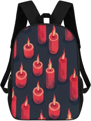 Red Candles Travel Backpack 17 Inch Laptop Daypack Shoulder Bag with Adjustable Shoulder Straps for Men Women