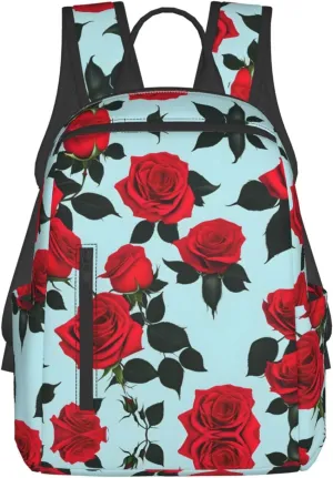 Red Rose print Fashion Backpacks Hiking Camping Day bags Men Women Traveling Outdoor backpacks
