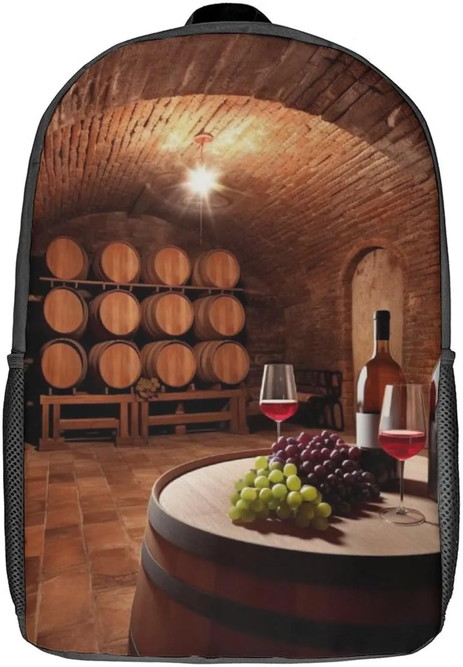 Red Wine Cellar Backpack, Laptop Backpack for Men, 17 Inch Travel Hiking Daypack, Casual Backpack