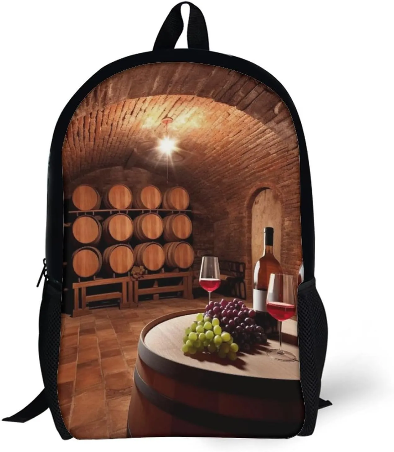 Red Wine Cellar Backpack, Laptop Backpack for Men, 17 Inch Travel Hiking Daypack, Casual Backpack