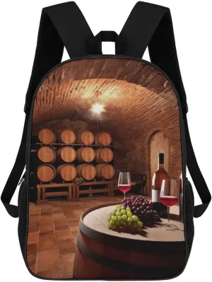 Red Wine Cellar Backpack, Laptop Backpack for Men, 17 Inch Travel Hiking Daypack, Casual Backpack