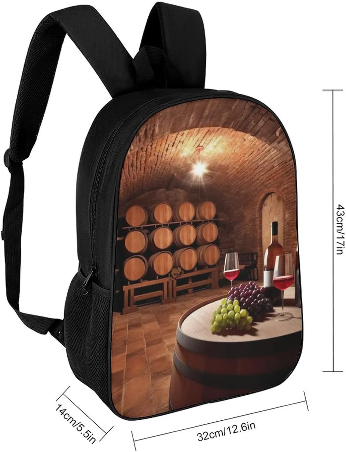 Red Wine Cellar Backpack, Laptop Backpack for Men, 17 Inch Travel Hiking Daypack, Casual Backpack