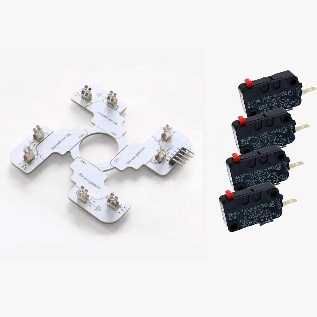 Replaced JLF PCB for Sanwa TP-MA PCB Board With 4pcs D3V .187" Microswitches Hot Swap Joystick Board for OTTO DIY V2 V5 Kit (White with 4pcs D3V switches)