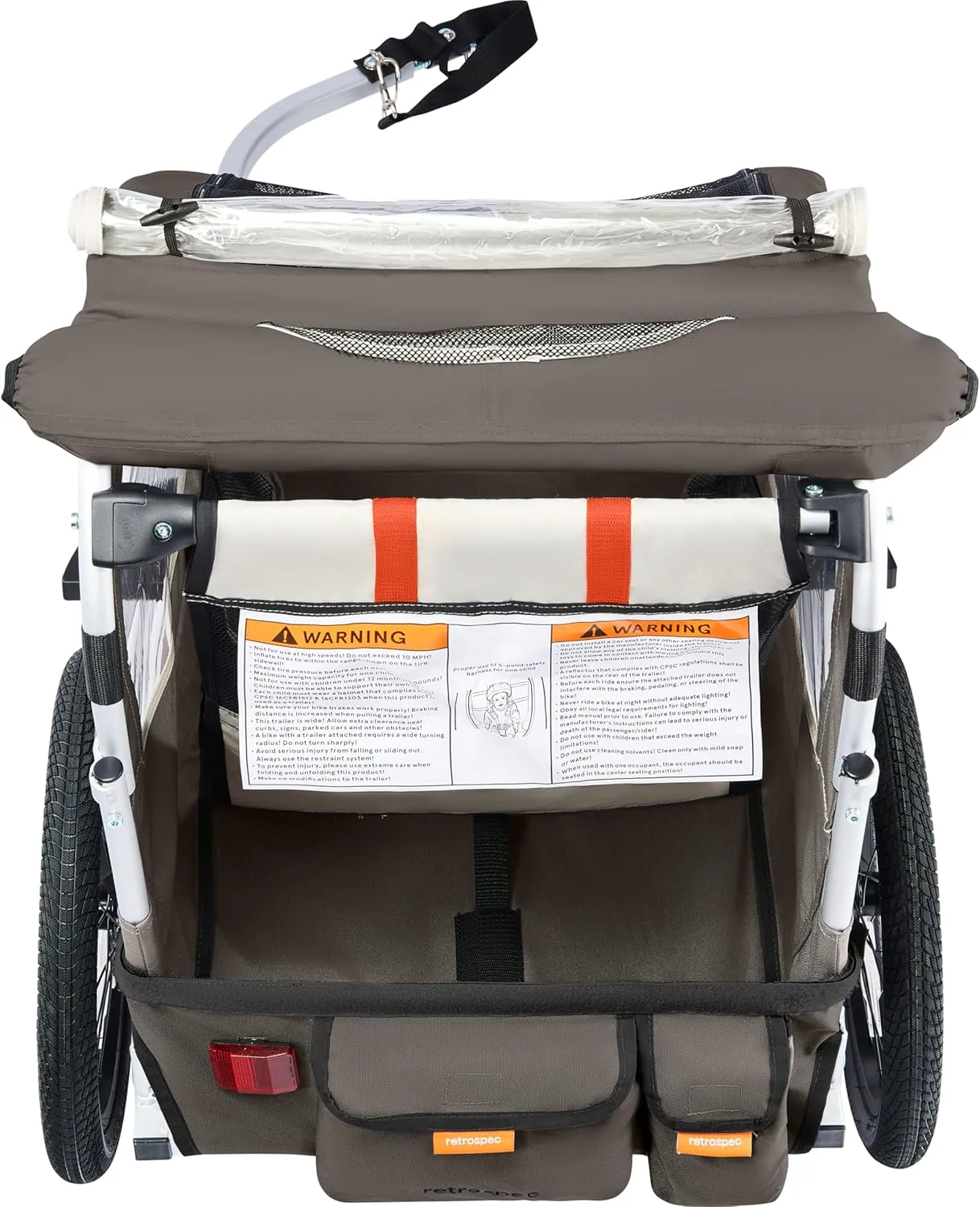 Retrospec Rover Plus Foldable Bike Trailer for Kids, Single/Double Passenger Child Bike Trailer with 5-Point Safety Harness, Reflective, Weather-Resistant Fabric and Safety Flag - Supports 40-80 lbs