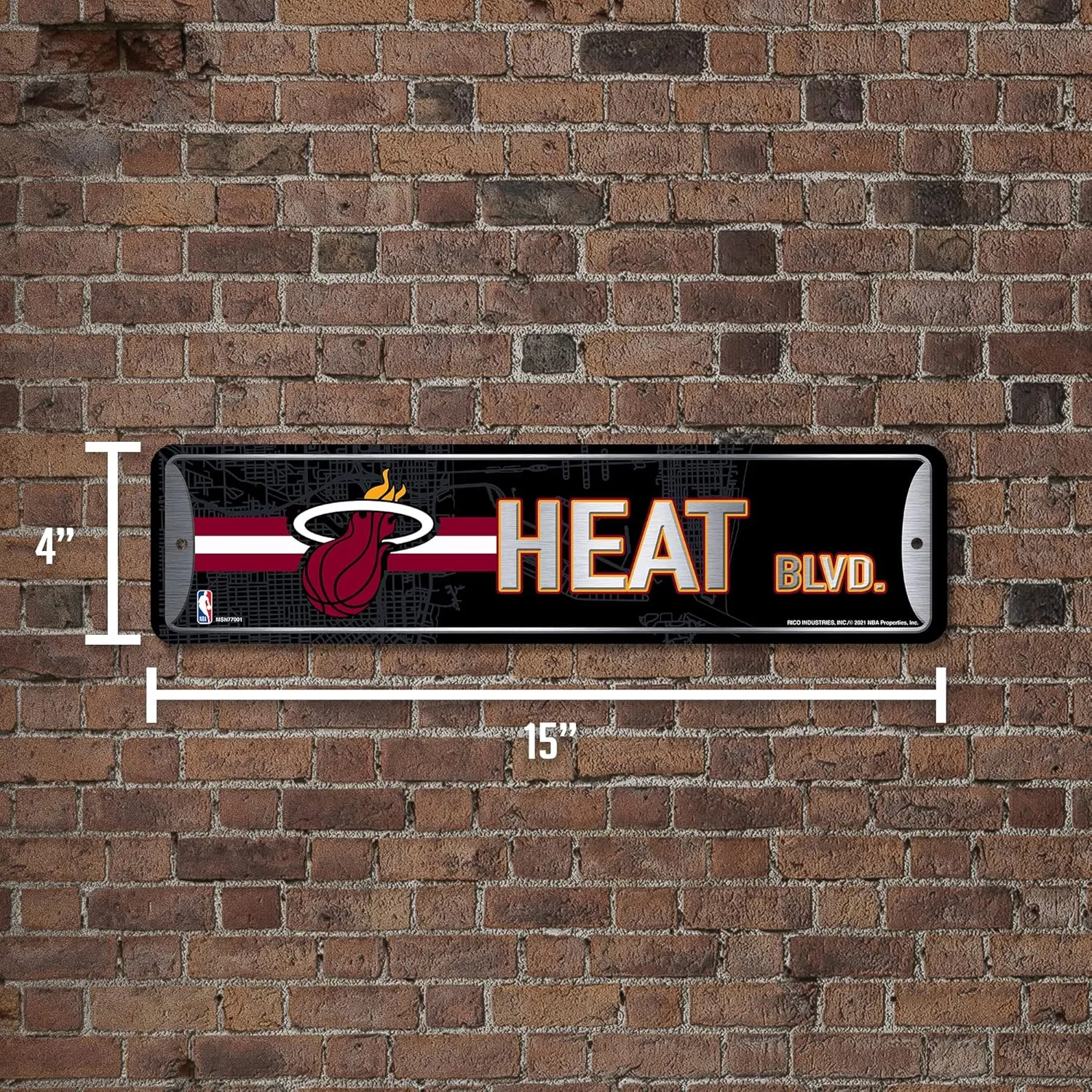 Rico Industries NBA Metal Street Sign Metal Street Sign 4" x 15" Home Décor - Bedroom - Office - Man Cave