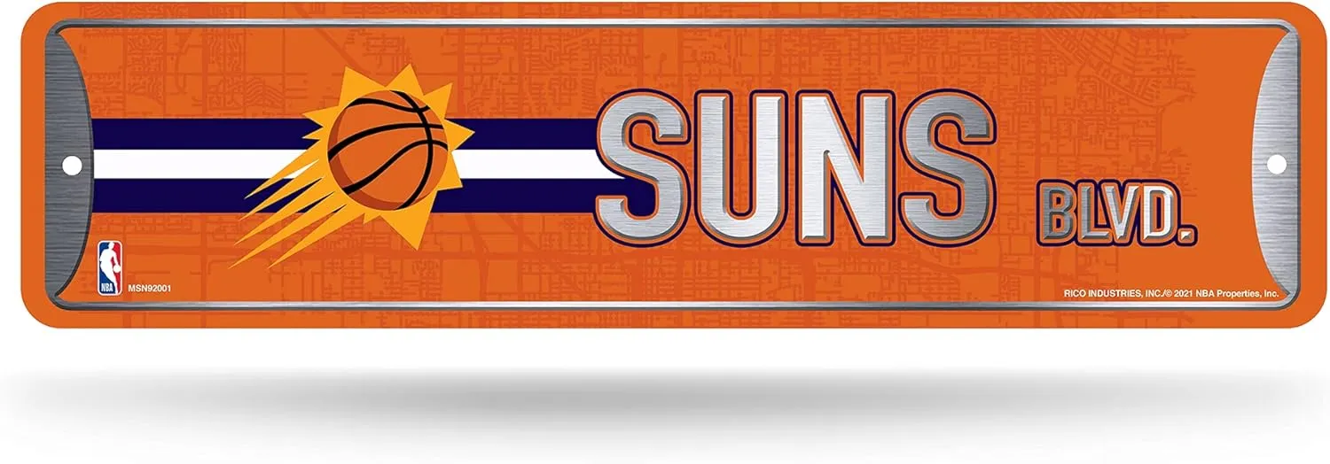Rico Industries NBA Metal Street Sign Metal Street Sign 4" x 15" Home Décor - Bedroom - Office - Man Cave
