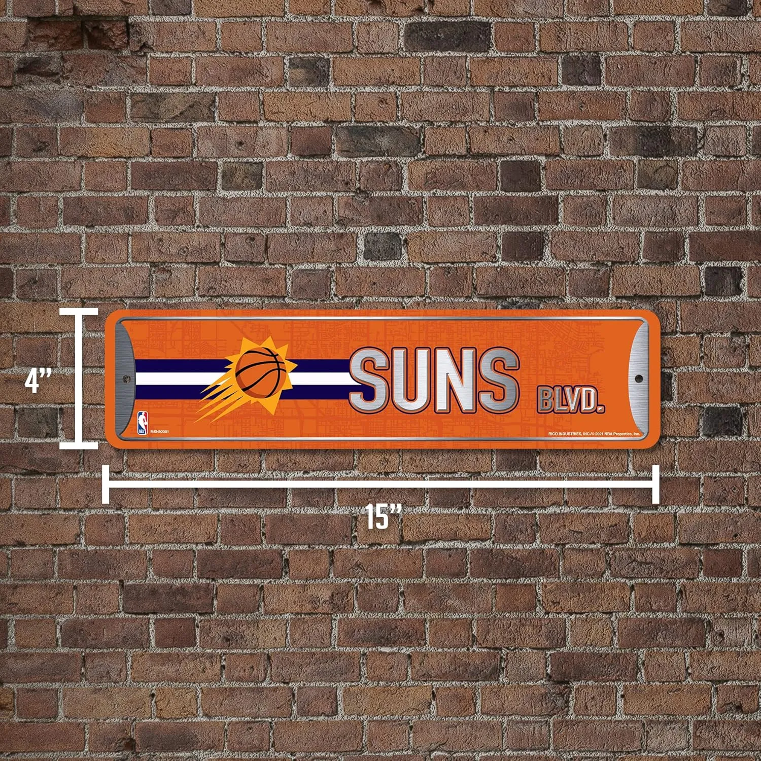 Rico Industries NBA Metal Street Sign Metal Street Sign 4" x 15" Home Décor - Bedroom - Office - Man Cave