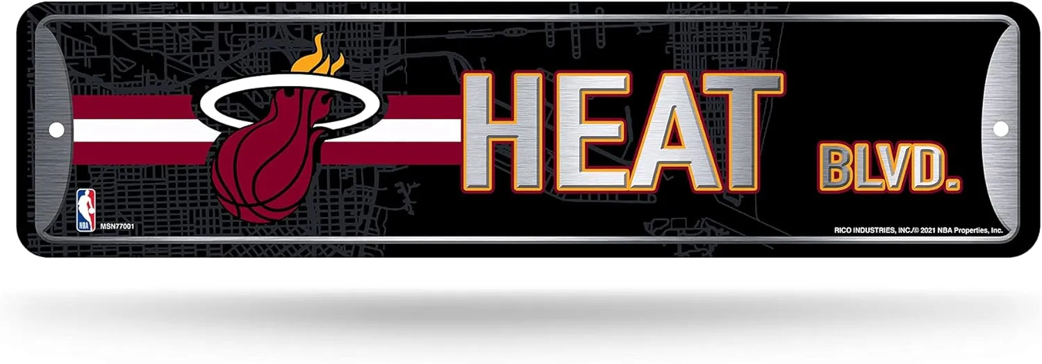 Rico Industries NBA Metal Street Sign Metal Street Sign 4" x 15" Home Décor - Bedroom - Office - Man Cave