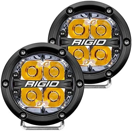 RIGID 360 SERIES 4" LED LIGHTS SPOT BEAM WITH AMBER BACKLIGHT PAIR (Set of 2), RIGID 36114, UNIVERSAL FIT, NOT COMPATIBLE WITH ANY SPECIFIC MODEL