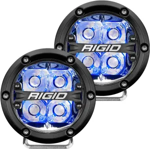 RIGID 360 SERIES 4" ROUND LIGHTS W/SPOT BEAM & BLUE BACKLIGHT, PAIR (Set of 2), RIGID 36115