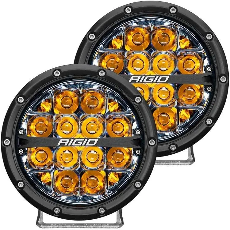 RIGID 360-SERIES 6" LED ROUND FOG LIGHTS SPOT BEAM with AMBER BACKLIGHT, PAIR (Set of 2), 36201