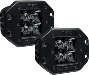 Rigid Industries 21221BLK D-Series LED Spot Flush Mount, Pair (Midnight Edition)
