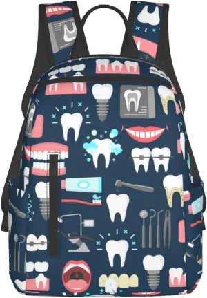 RIMENCH Big Backpack Travel, Or Work Bookbag Teeth Dental Seamless Pattern Laptop Daypacks