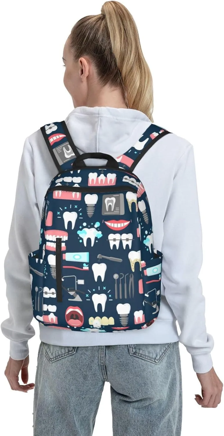 RIMENCH Big Backpack Travel, Or Work Bookbag Teeth Dental Seamless Pattern Laptop Daypacks