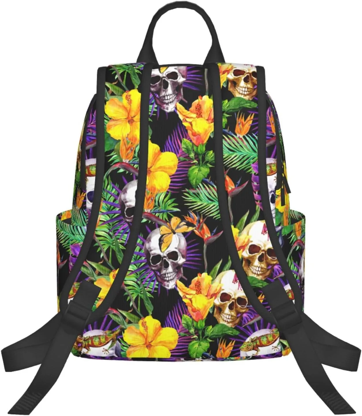 RIMENCH tropical flower leaves skulls Backpack Extra Large Travel Backpack Weekender Bag For Men and Women Lightweight Daypack