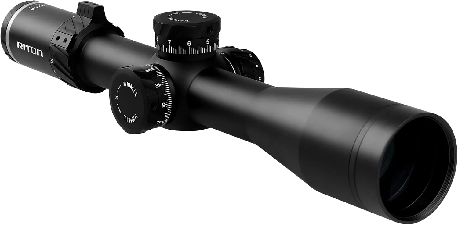 Riton Optics Series 7 Conquer 3-18x50IR Precision Riflescope First Focal Plane HD ED Glass Illuminted Reticle Integrated Removable Two Location Three Available Height Throw Levers
